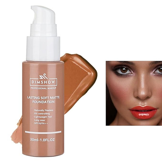 Flawless Matte Liquid Foundation Makeup, Vegan & Cruelty-Free, Liquid Oil-Free Foundation Face Makeup for Combination & Oily Skin, Longwear Medium-Full Coverage (09, 30ml)-VivaGrace Women