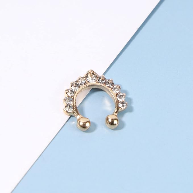 Boho Crystal Ear Cuff Earrings Gold Cz Pave Conch Ear Cuffs Earrings Rhinestone Hoop Cuff Earrings Non Pierced Earrings Jewelry for Women and Girls-VivaGrace Women
