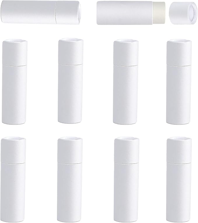 NICENEEDED 10 Pcs Paperboard Lip Balm Tubes, White Paper Lipstick Tube, Cardboard Empty Lip Gloss Container Solid Perfume Tube Cosmetic Box for DIY Lip Gloss Balm Chapstick-VivaGrace Women