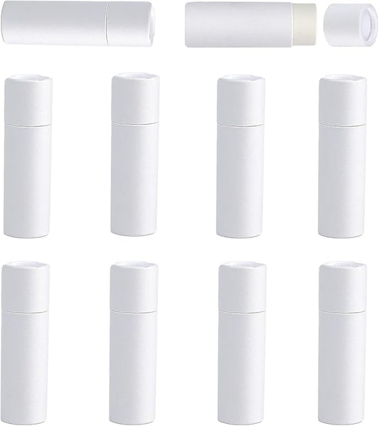 NICENEEDED 10 Pcs Paperboard Lip Balm Tubes, White Paper Lipstick Tube, Cardboard Empty Lip Gloss Container Solid Perfume Tube Cosmetic Box for DIY Lip Gloss Balm Chapstick-VivaGrace Women
