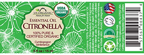 US Organic Citronella Essential Oil, USDA Certified, 100% Pure, 15 ml Pack of 2, Improved caps and droppers – Used for Skin Care, Many DIY Projects Like Candle Making and Much More-VivaGrace Women