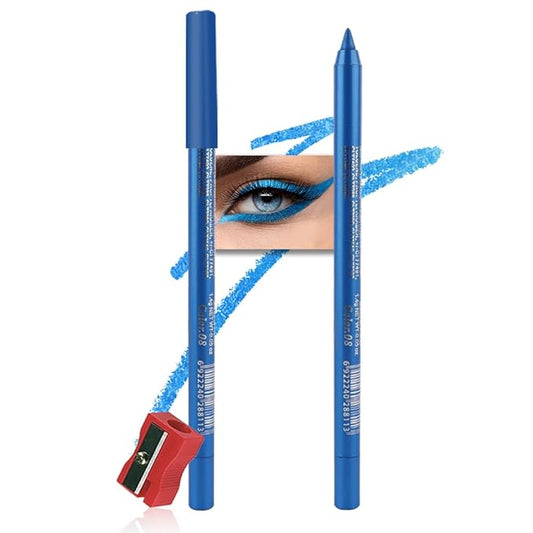evpct Deep Sea Blue Gel Eyeliner Pencil for Women Waterline Waterproof Smudge Proof Eye Makeup Liners, Blue Mascara Eye Liner Gel Liner Eyeliner with Sharpener delineador de ojos contra el agua 08