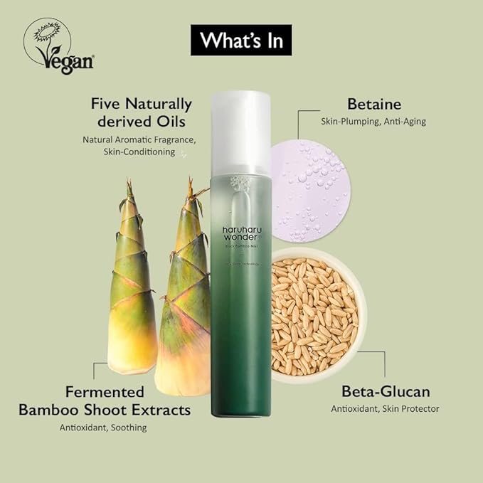 HARUHARU wonder Black Bamboo Mist, 5.07 fl.oz. Hydrating and Firming skin, Panax ginseng for clean and smooth skin surface, Korean Skincare, Vegan, Cruelty Free-VivaGrace Women