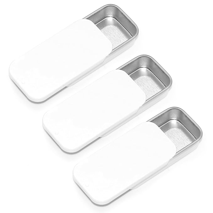 Lip Balm Tins Slide Top Tin Containers for Lip Balm Crafts Storage Kit - 0.25oz 3 Pack (WHITE)-VivaGrace Women