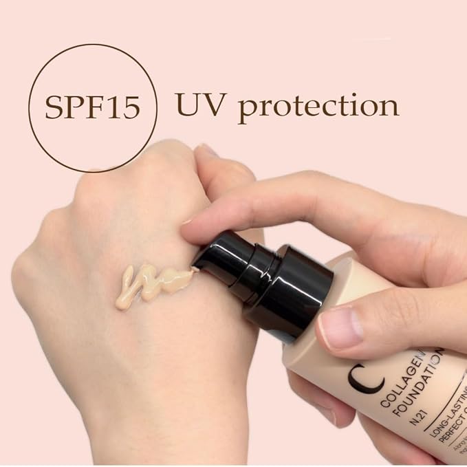 PS.PRETTYSKIN Collagen foundation for women, Long-Lasting Perfect Cover UV protection SPF15, Korean makeup with Titanium Dioxide 100ml/3.38fl.oz. (#23)-VivaGrace Women