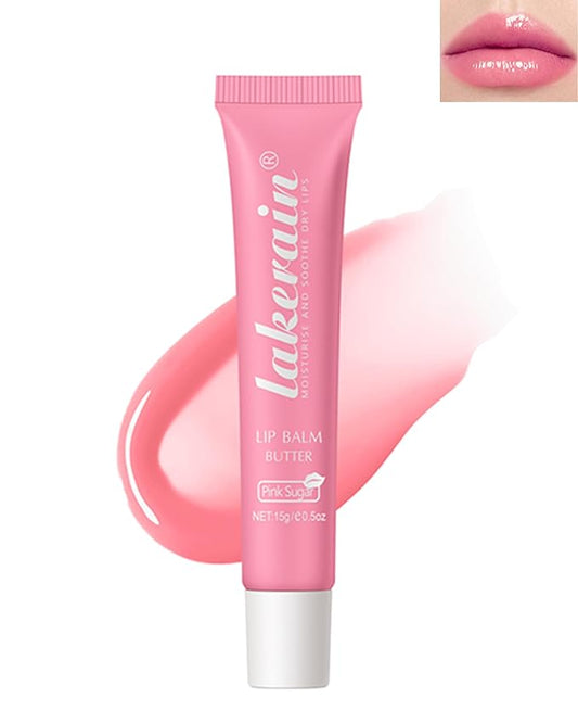 Lip Butter Balm Pink Sugar,Hydrating Tinted Butter Lip Gloss,Clear Lip Mask Lip Moisturizer,Glossier Lip Treatment Balm Lipgloss,Non-Sticky Jelly Glow Reviver Fat Lip Oil, Makeup Gift for Women-06-VivaGrace Women