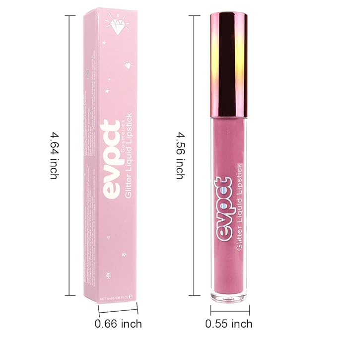 evpct 1Pcs Mauve Matte to Glitter Liquid Lipstick Lip Set Kit, Long Lasting Matte Diamond Glitter Lipstick Waterproof, Colorful Sparkly Glossy Metallic Shimmer Sparkle Lip Gloss for Women 01#-VivaGrace Women