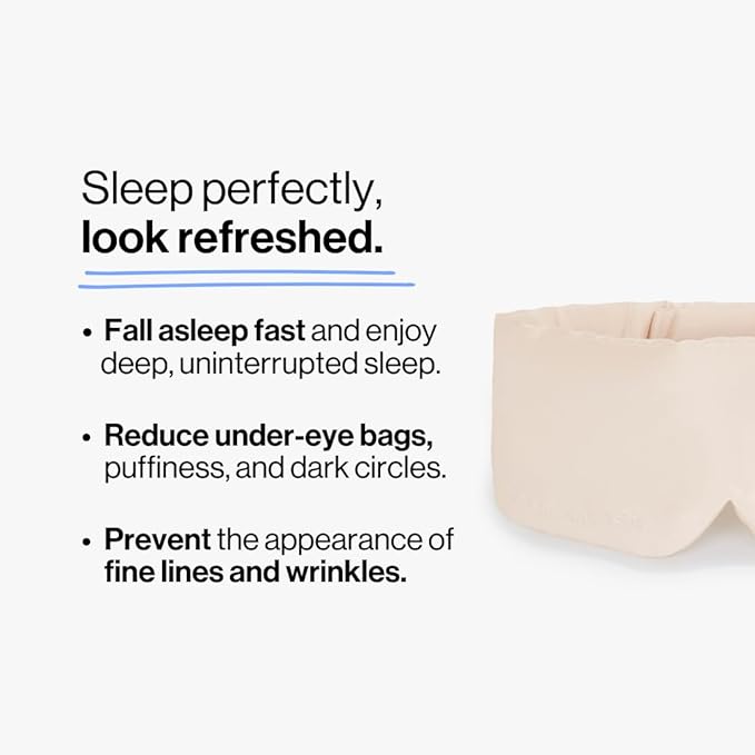 Dore & Rose Deep Sleep Mask Light Blocking, 23 Momme Mulberry Silk Eye Mask, Ultra Soft, Adjustable - Travel Sleeping Mask for Men & Women - Champagne-VivaGrace Women