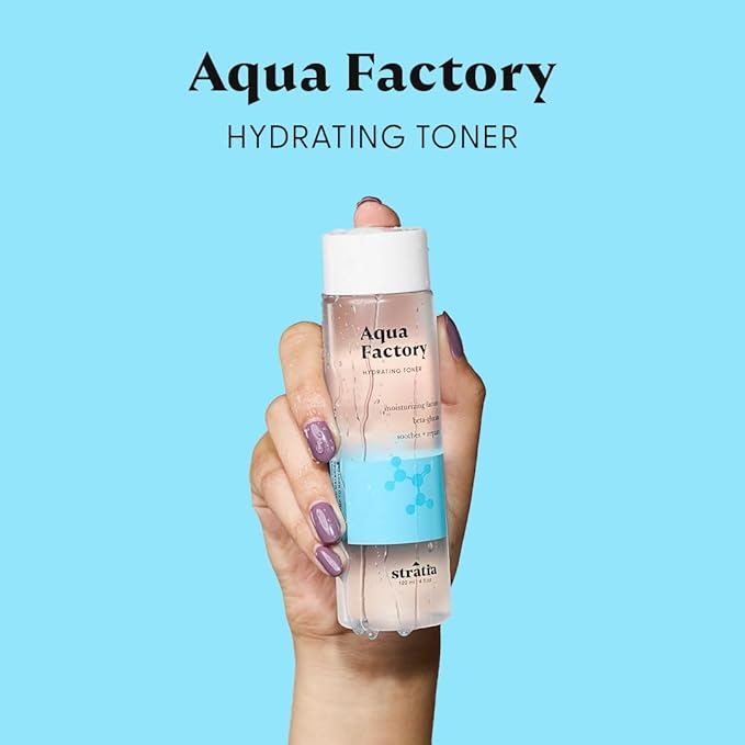 Stratia Aqua Factory Hydrating Toner with Beta Glucan, 7 Moisturizing Factors & Peptides for Barrier Repair, Nourishing Dry & Sensitive Skin, 4oz-VivaGrace Women