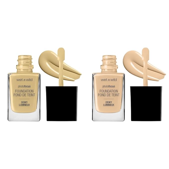 wet n wild Photo Focus Dewy Foundation Golden Beige & Soft Beige Foundation Makeup Bundle-VivaGrace Women