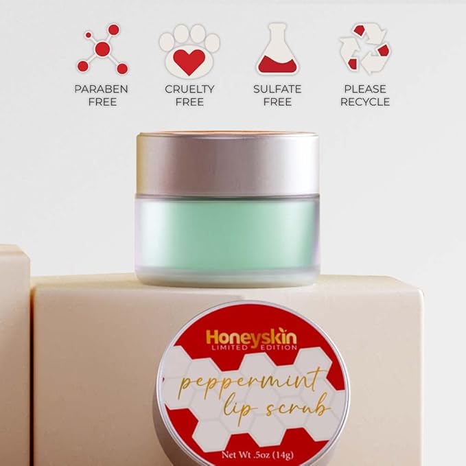 Lip Exfoliator Scrub and Lip Treatment - Gentle Lip Repair for Dry Cracked Lips and Lip Scrubs Exfoliator and Moisturizer - All Naturals Lip Brightening for Dark Lips (Peppermint)-VivaGrace Women