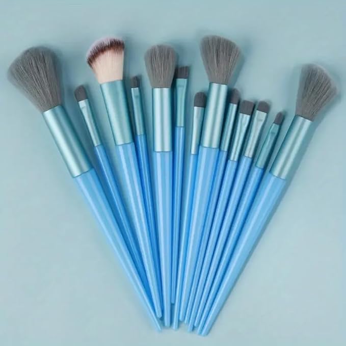 Foundation Makeup Brush Set Kit | 13 Pcs Premium Synthetic Kabuki Eye Shadows Make Up Brushes + 1 Sponge + 1 Brush Bag for Travel and Home Use (BROWN)-VivaGrace Women