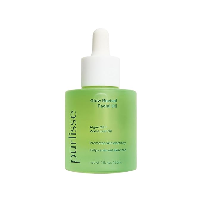 pürlisse Glow Revival Hydrating Face Oil for Women & Men - Enriched with Violet Leaf & Algae Oil for an Even Complexion - Soothing Oolong Extract Helps Boost Elasticity & Calm Irritation (1 Fl oz)-VivaGrace Women