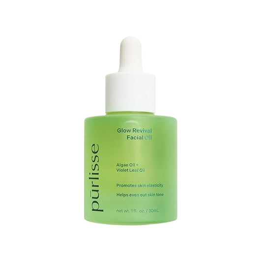 pürlisse Glow Revival Hydrating Face Oil for Women & Men - Enriched with Violet Leaf & Algae Oil for an Even Complexion - Soothing Oolong Extract Helps Boost Elasticity & Calm Irritation (1 Fl oz)-VivaGrace Women