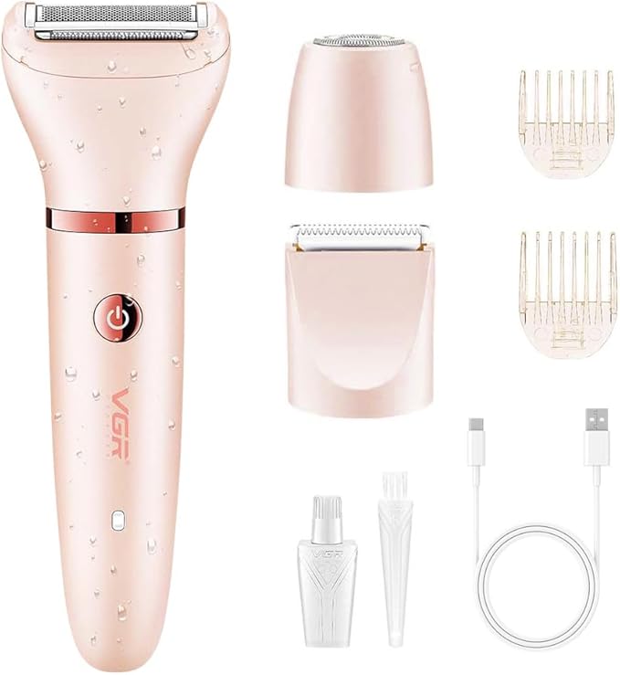 Electric Razor for Women,3 in 1 Shaver Hair Remover for Women Face,Wet & Dry Painless Shaver Bikini Trimmer for Face,Legs and Underarm (Pink)-VivaGrace Women