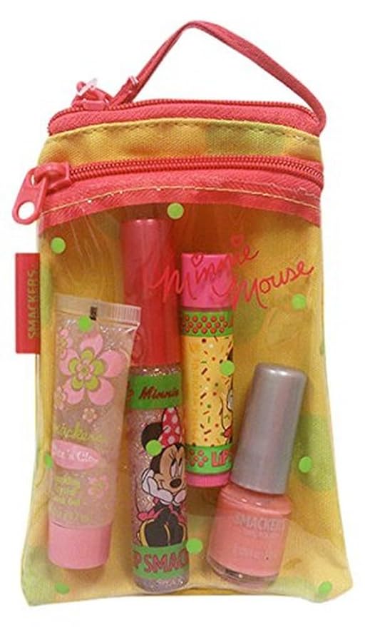 Lip Smackers Disney Minnie Mouse Lip, Face and Nail Collection in Cosmetics Bag Set, 4 Count-VivaGrace Women