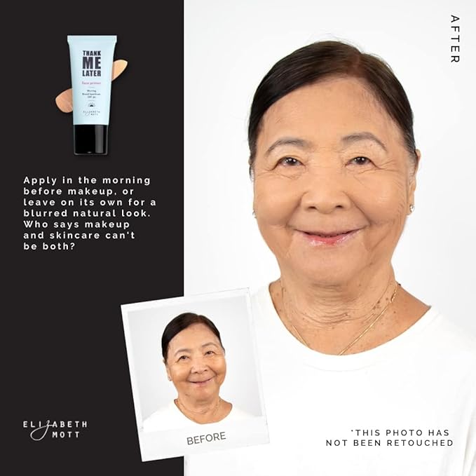 Elizabeth Mott Thank Me Later Blurring Face Primer SPF 30 – Lightweight, Hydrating Makeup Primer - Smooths Fine Lines & Wrinkles for a Soft-Focus Finish – Mineral-Based, Cruelty-Free Formula – 30g-VivaGrace Women
