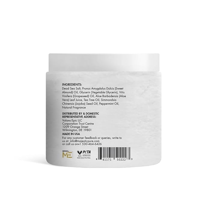 MAJESTIC PURE Tea Tree Foot & Body Scrub with Tea Tree Oil, Exfoliating Salt Scrub to Exfoliate & Moisturize Skin, Deep Cleansing - 10 oz-VivaGrace Women