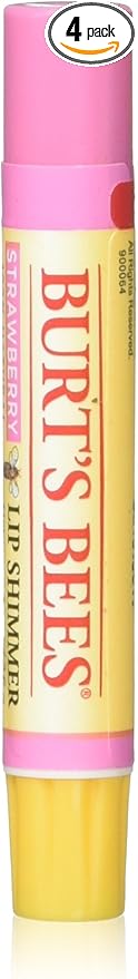 Burt's Bees Lip Shimmer Strawberry, 0.09 Ounce (Pack of 4)-VivaGrace Women