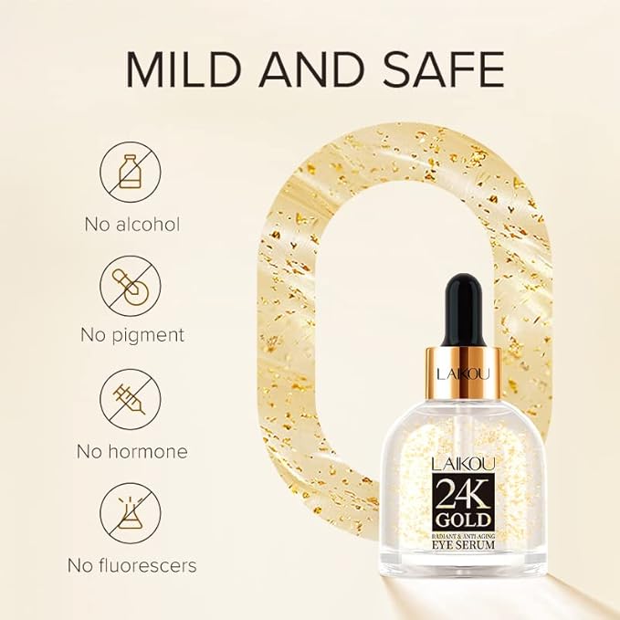 AKARY 24K Gold Eye Serum, Under-eye Firming Serum for Reduces Puffy Eyes, Dark Circles, Fine Lines, Under Eye Bags, Tightening, Hydrating Face Serum, Treatment for Skin Care with Nicotinamide and Vitamin E-VivaGrace Women