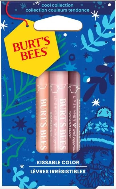 Burts Bees Kissable Colo, Apricot, Grapefruit, Watermelon Lip Shimmer Gift Set of 3 x 0.09 oz (2.55g) - 1 Count-VivaGrace Women