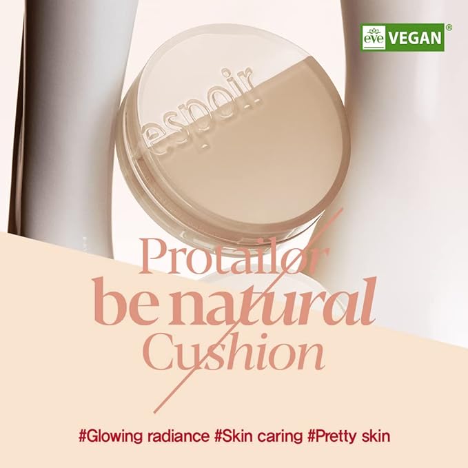 Espoir Pro Tailor Be Natural Cushion Ivory 0.5 oz with 0.5 oz Refill | Thin, Micro Layering Natural Dewy Coverage Foundation Cushion | Long-lasting Dense, Even Skin Texture | Korean Cushion Foundation-VivaGrace Women