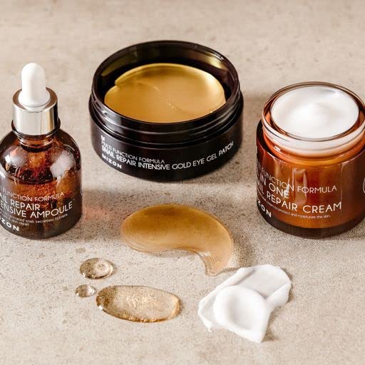 MIZON 24K Gold Snail Skincare Set - Eye Patches, Repair Cream & Ampoule for Sensitive Skin, Anti-Aging & Moisturizing-VivaGrace Women