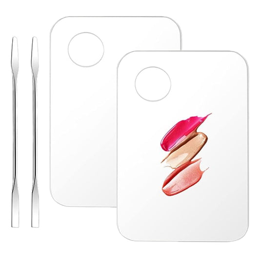 Acrylic Cosmetic Makeup Palette, 2 Pack Makeup Mixing Palette, Foundation Palette with Spatula Tool for Nail Art Eye Shadow Eyelash Makeup Professional Pigment Blending-VivaGrace Women