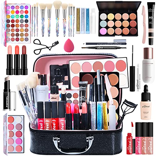 All-in-one Holiday Make up Gift Set | Makeup Kit for Women Full Kit Essential Starter Bundle Include Eyeshadow Palette Lipstick Blush Foundation Concealer Face Powder Mascara Lipgloss Brush-VivaGrace Women