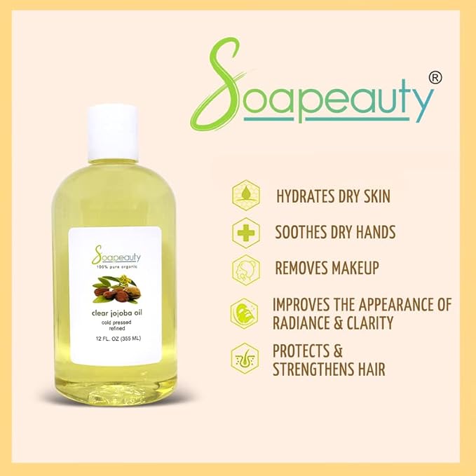 Soapeauty Clear Jojoba Oil | 100% Pure & Natural | Refined, Cold Pressed, Hexane Free | Moisturizing Oil for Skin, Face, Hair & Nails | 8 fl oz-VivaGrace Women