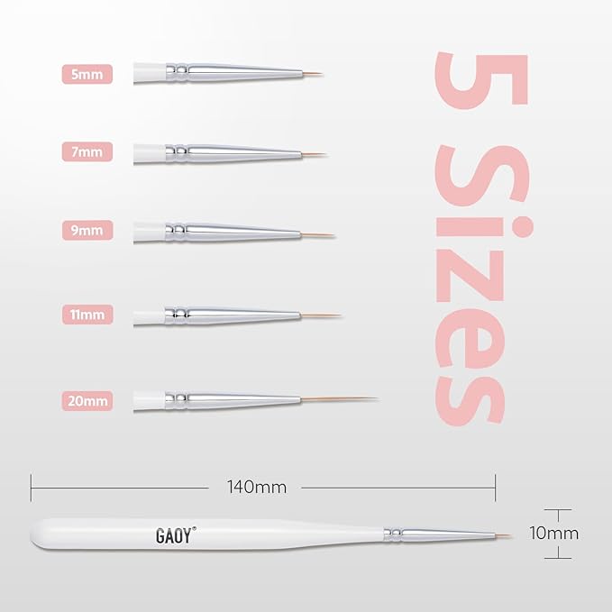 GAOY 5 Pcs Nail Art Liner Brushes, Thin French Liner, Nail Design Tools for Nail Detail Painting, for Nail DIY-VivaGrace Women