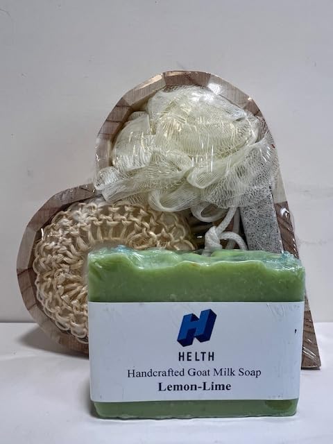 Spa Kit Birthday Box with Loofah Body Brush Lemon Lime Goat Milk Soap, Green-VivaGrace Women