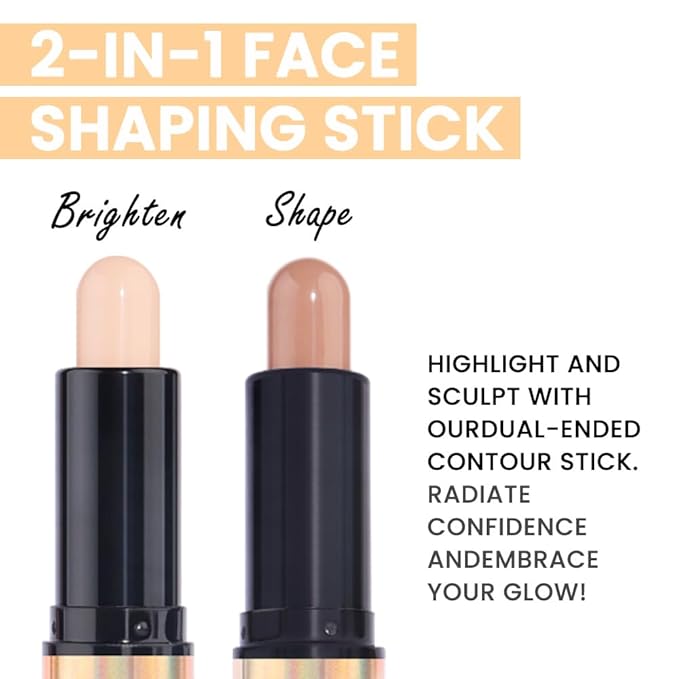 evpct 2in1 Face Shaping & Contouring Stick Cream Contour Concealer Bronzer Stick Makeup Kit for Beginner Face Highlighter Makeup Stick contorno maquillaje de maquillaje profesional,ORIGINAL Light-VivaGrace Women