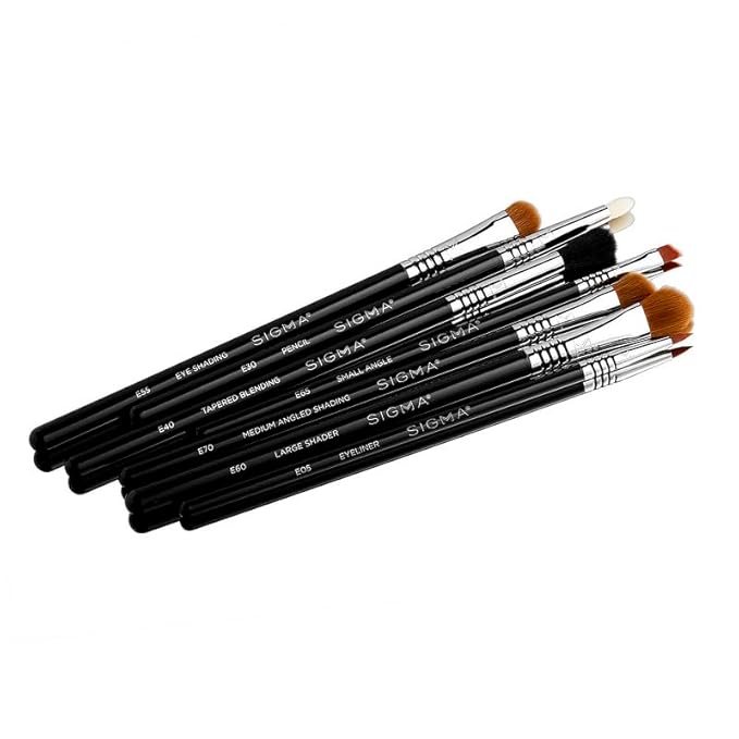 Sigma Beauty Basic Eye Makeup Brush Set – Classic Eye Makeup Brushes with Premium Fibers and Sleek, Durable Handles for Eyeliner, Eyeshadow, & Eyebrows, Includes 7 Black Makeup Brushes-VivaGrace Women