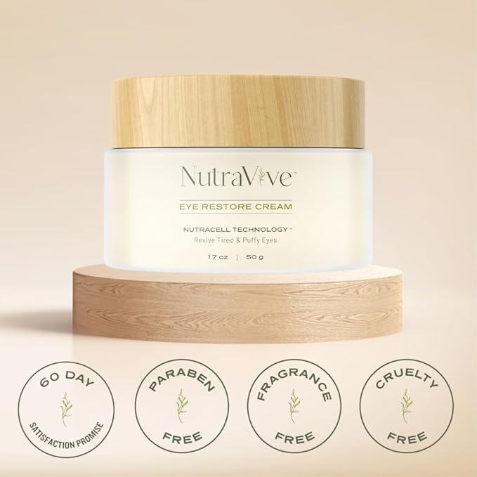 NutraVive Eye Restore Cream – Age Circle & Puffy Eyes Treatment, 1.7 Oz – Revive, Firm & Lift Tired Eyes & Reduce Fine Lines & Wrinkles – Anti-Aging Under Eye Collagen Boosting Cream.-VivaGrace Women