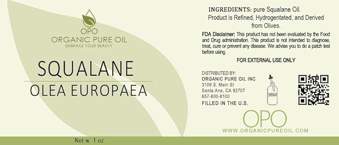 Squalane Oil - 1 oz - 30ml Glass & Dropper - Pure, Plant-Derived, Non GMO, Refined Squalene from Olives - Ultra Hydrating Carrier Facial Oil for Under Eyes, Skin, Hair, Body, Scalp & More-VivaGrace Women