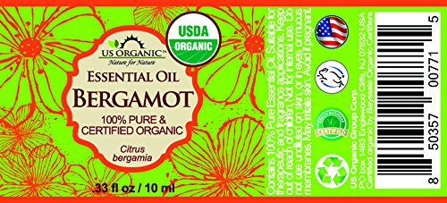 US Organic 100% Pure Bergamot Essential Oil, USDA Certified Organic, Cold Pressed, with Euro droppers (More Size Variations Available) (10 ml / .33 fl oz)-VivaGrace Women