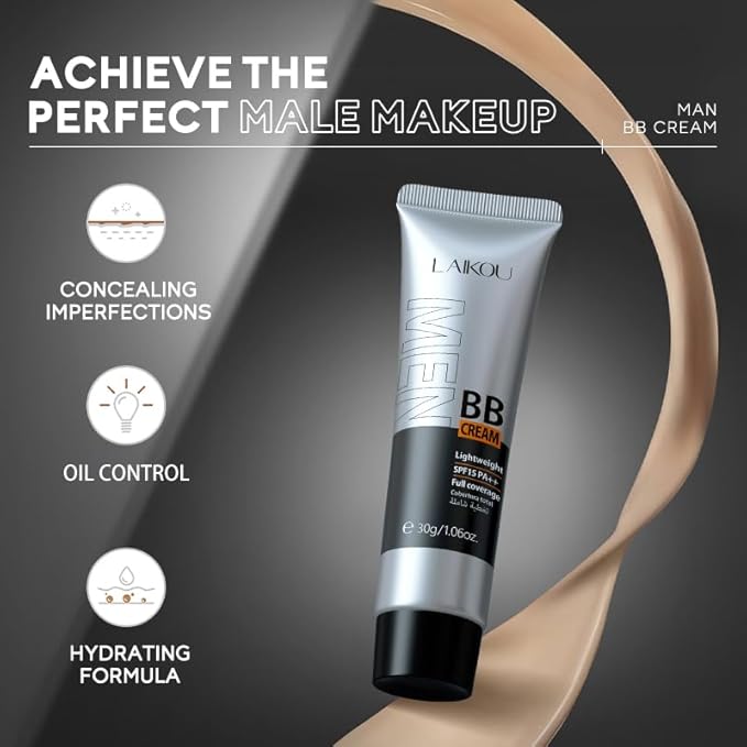 AKARY Hydrating Men BB Cream SPF 15 PA++, Full-Coverage Foundation&Concealer, Mens Face Moisturizer Cream Evens Skin Tone, Oil Control and Cover Flaws, Natural Finish for All Skin Types, Tan 320-VivaGrace Women
