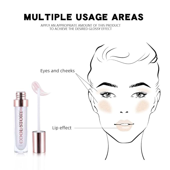 GECOMO Colorful Explosive Pearlescent Lip Gloss 3D Multifunctional Fine Glitter Chameleon Lip Gloss Polarized Diamond Makeup, Magic Big Brush Color Changing Lip Oil(101# COLORFUL FLASH)-VivaGrace Women