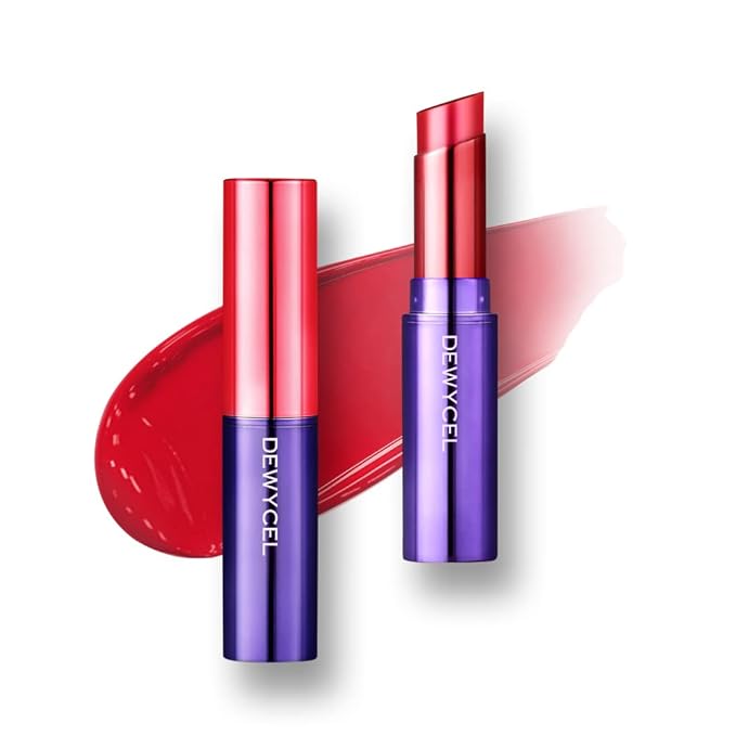 DEWYCEL TINTOURING BALM | #4 PURE RED | Non-Sticky Moisturizing & Hydrating Tinted Lip Balm for Chapped Lips | Natural Color Lip Glow Balm-VivaGrace Women