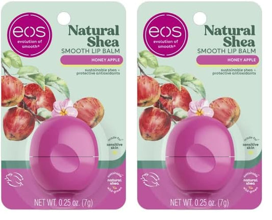eos Natural Shea Lip Balm- Honey Apple, All-Day Moisture, Made for Sensitive Skin, Shea Lip Care Products, 0.25 oz (Pack of 2)-VivaGrace Women