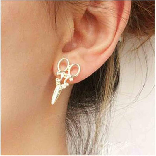 Punk Scissors Stud Earrings Gold Barber Earrings Minimalist Petite Earrings Personalized Earrings for Women and Girls Hair Stylist Gifts-VivaGrace Women