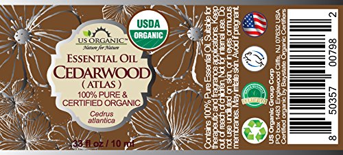 US Organic 100% Pure Cedarwood Essential Oil (Atlas) - USDA Certified Organic, Steam Distilled (More Size Variations Available) (10 ml / .33 fl oz)-VivaGrace Women