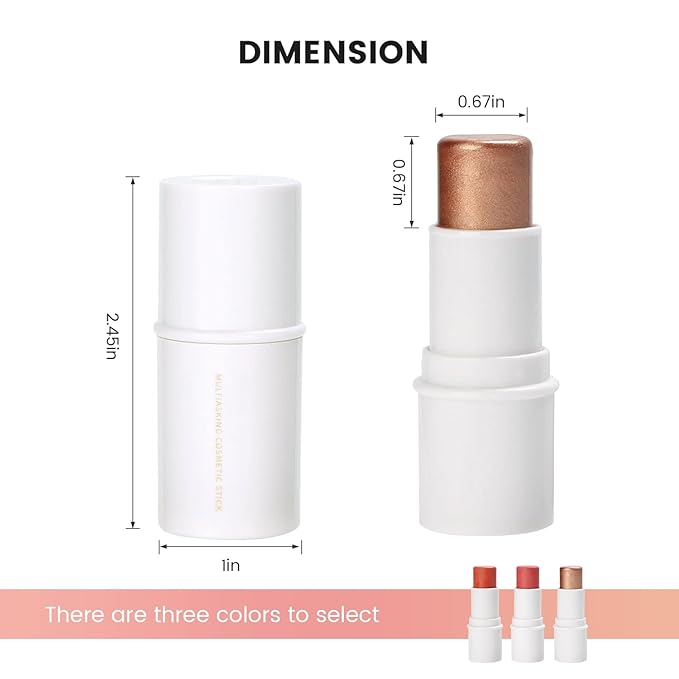 Cream Blush Stick for Cheek and Lip Tint, Multi Use as Highlighter Makeup and Blush Stick for Older Women & Mature Skin(#3 Brighten)-VivaGrace Women
