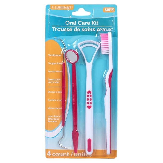 oral care kit 4 count/unites kit de cuidado bucal con 4 unidades (pink, rosado)-VivaGrace Women