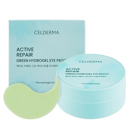 CELDERMA Active Repair Green Hydrogel Eye Patch [60 sheet / 30 pairs], Anti-aging & Nourishing, Whitening, Dark Circles, Wrinkle.-VivaGrace Women