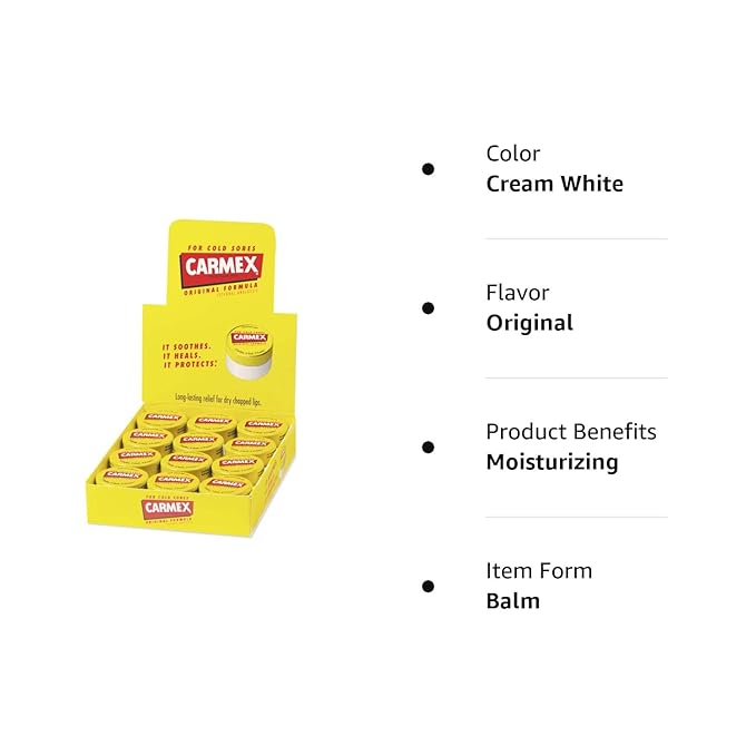 Carmex Moisturizing Lip Balm, Original Flavor, 0.25 oz Jar, 12/Box (LIL62458)-VivaGrace Women