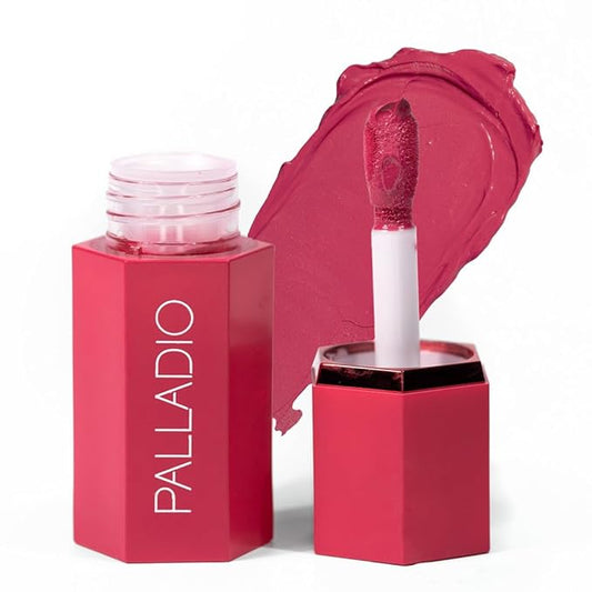Palladio Liquid Blush for Cheeks & Lips 2-in-1 Makeup Face Blush, Weightless Cream Formula, Smudge Proof Long-Wearing Pigmented Blush, Natural Look Makeup Face Blushes, Dewy Finish, Deep Fuchsia-VivaGrace Women