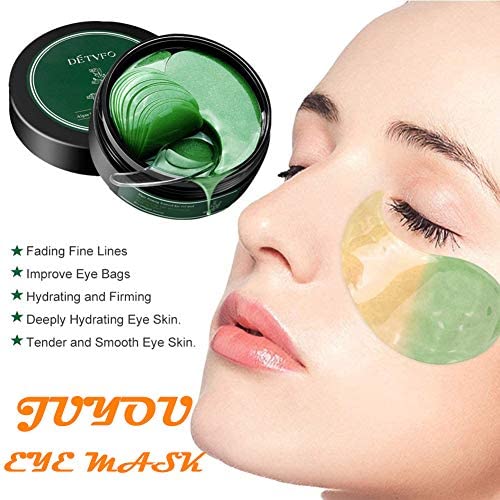 60Pcs Gel Crystal Collagen Eye Pads, Under Eye Mask for Moisturizing,Fine Lines, Dark Circles& Puffy Eyes Under Eye Patches (Green(Canned)-VivaGrace Women