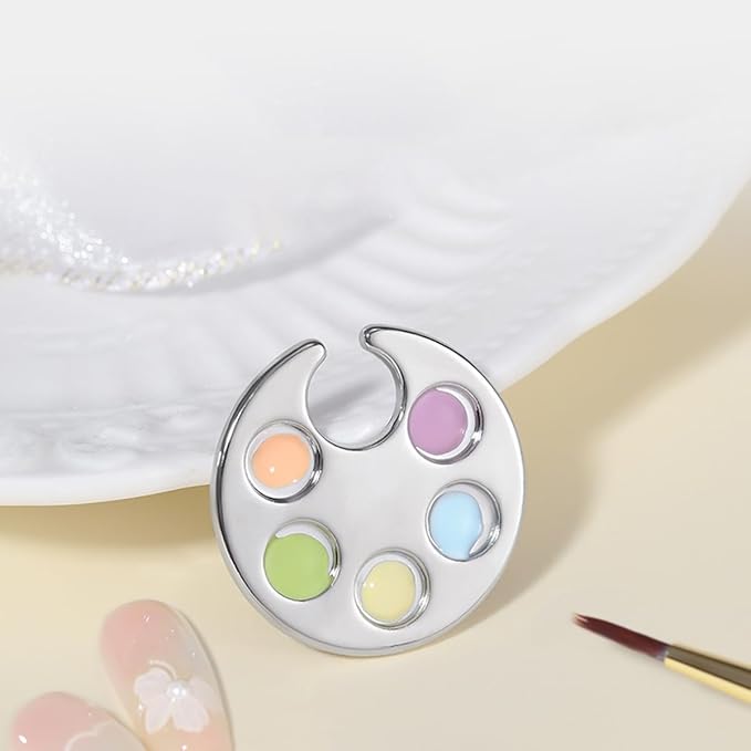 4 Pack Mini Nail Paint Art Palette Finger Rings Metal Manicure Palette Tools Makeup Palettes-VivaGrace Women